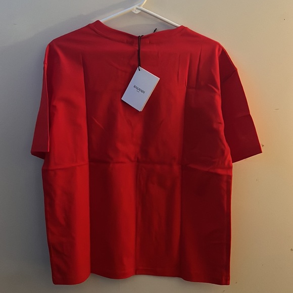 Eco-designed cotton T-shirt with Balmain Paris logo print - Picture 2 of 3